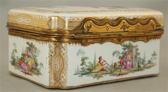A Meissen porcelain necessaire casket, late 19th century, 20cm.